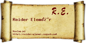 Reider Elemér névjegykártya